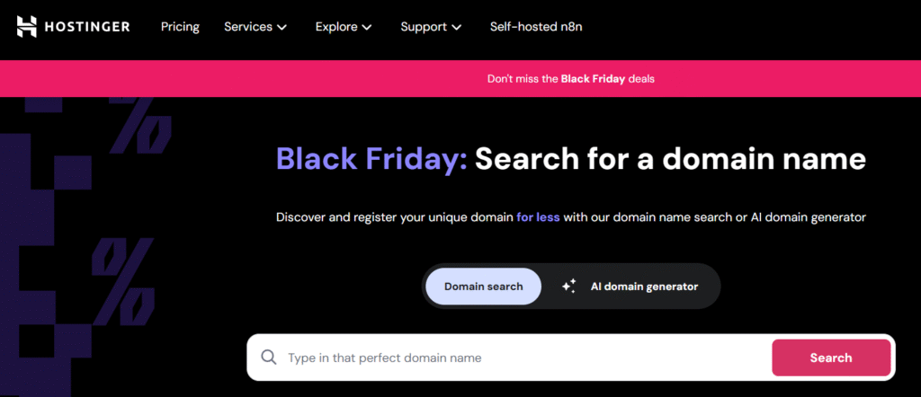 Hostinger domain search page
